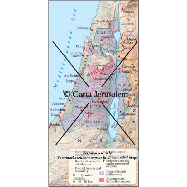 Pompey's territorial arrangements, 6355 BCE Carta Jerusalem